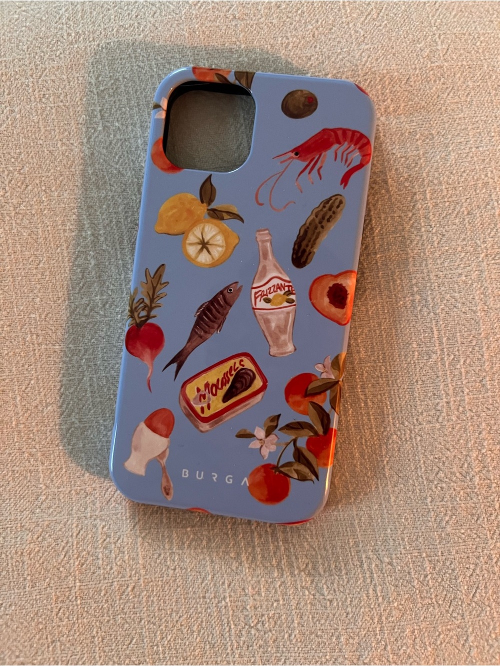 Burgaz Blue Decorative iPhone 13 Case with Food Illustration Print